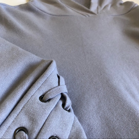 Purple Cropped Pink Hoodie with Lace Detailing - Picture 4 of 8